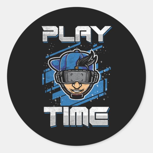 Speel tijd VR Virtual Reality Gamer Gaming Gift Ronde Sticker (Voorkant)