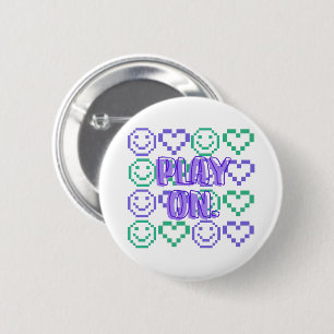 Speel verder & Gaming stijl pixel-elementen Ronde Button 5,7 Cm