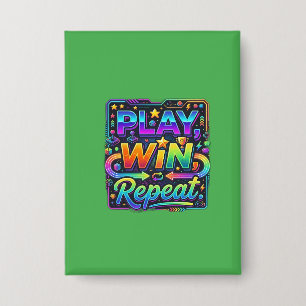 Speel, Win, Herhaal Gaming Grafische T-Shirt Button