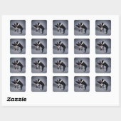 Speelbare Boston Terriers Vierkante Sticker (Vel)