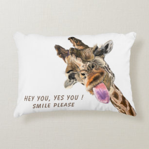 Speelbare Giraffe Tongue Out Accent Pillow - Smile Accent Kussen