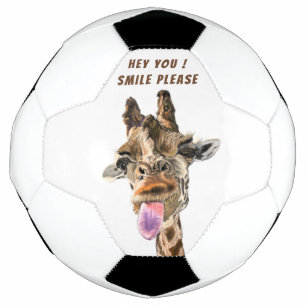 Speelbare Giraffe Tongue Out Voetbal Smile