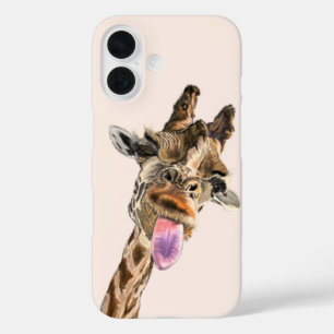 Speelbare Giraffe Tongue uit iPhone 16 Hoesje