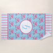 Speelbare strips en roze Bouquets Strandlaken (Voorkant)