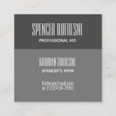 Speeldatum spelcontroller Childs Vierkante Visitekaartje (Achterkant)