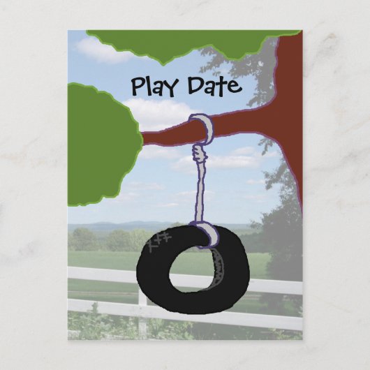 Speeldatum Tyre Swing Invitation Briefkaart (Voorkant)