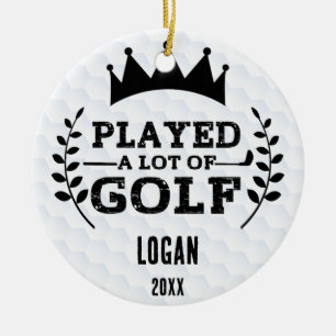 Speelde veel Golf & Custom Name Keramisch Ornament