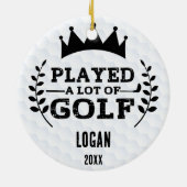 Speelde veel Golf & Custom Name Keramisch Ornament (Achterkant)