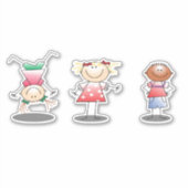 Speelende vrienden die op tekenen sticker (Voorkant)