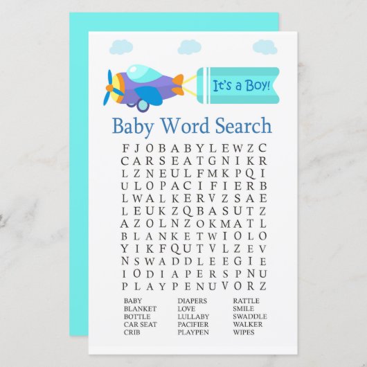 Speelgoed Baby shower Word Search Game (Voorkant / Achterkant)