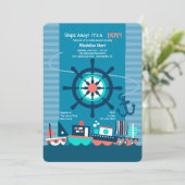 Speelgoed Boats Invitation Kaart (Staand voorkant)