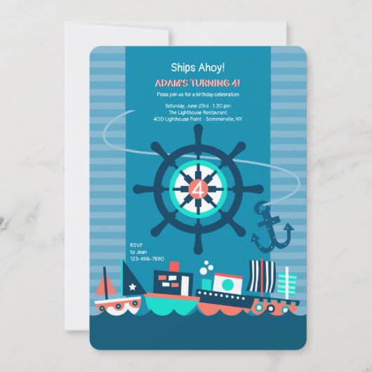 Speelgoed Boats Invitation Kaart (Voorkant)