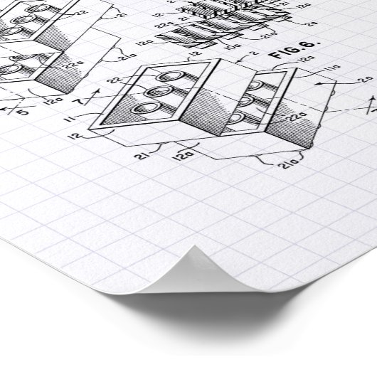 Speelgoed Building Brick 1961 Patent Art - Lined P Poster (Hoek)