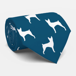 Speelgoed Fox Terrier Silhouetten Patroon Blauw en Stropdas