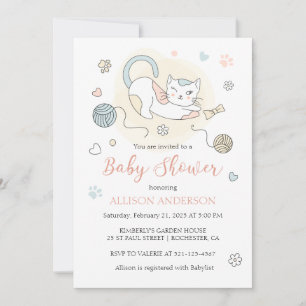Speelgoed kleine kitten Baby Girl Shower Kaart