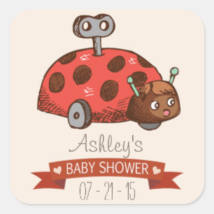  Speelgoed lieveheersbeestje Baby shower Vierkante Sticker