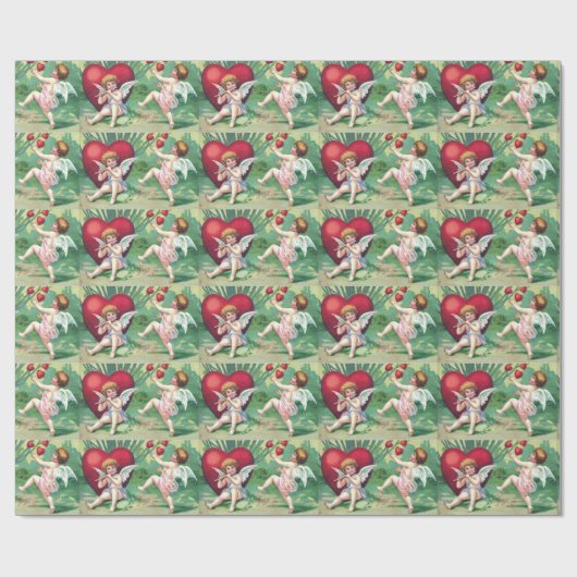 Speelgoed met cupids Retro Cute Valentijn Hearts Cadeaupapier (Vlak)