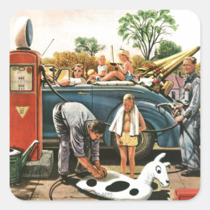 Speelgoed opvliegend strand vierkante sticker