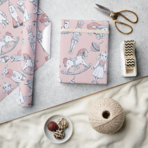 Speelgoed Patroonroze/grijs ID783 Cadeaupapier