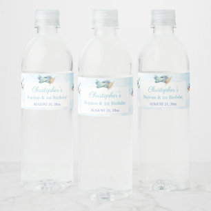 Speelgoed Plane White Clouds Boy Baptism Birthday Waterfles Etiket