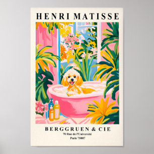 Speelgoed Poedel in bad, esthetische roze badkamer Poster