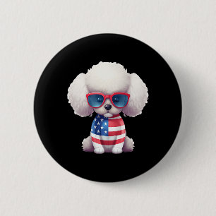Speelgoed poedel met patriottische Vlag van de VS Ronde Button 5,7 Cm