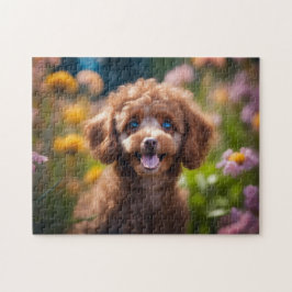 Speelgoed Poedel Puppy in Bloemen Legpuzzel