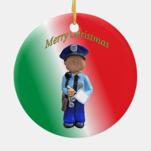 Speelgoed Policeman Aangepast kerstversiering Keramisch Ornament (Achterkant)