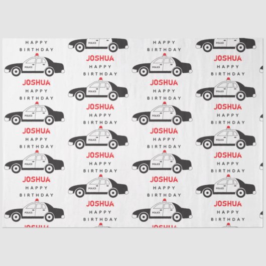 Speelgoed Politieauto Aangepaste naam Kinderen van Tissuepapier (Voorkant)