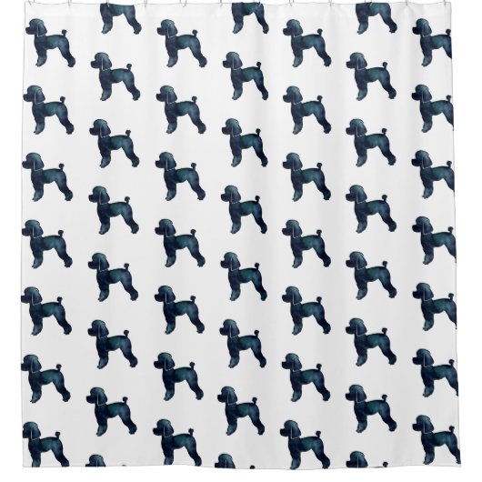 Speelgoed Poodle Black Waterverf Silhouette Douchegordijn (Voorkant)