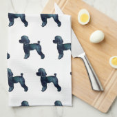 Speelgoed Poodle Black Waterverf Silhouette Theedoek (Quarter Fold)