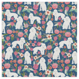 speelgoed poodle dog florals navy stof