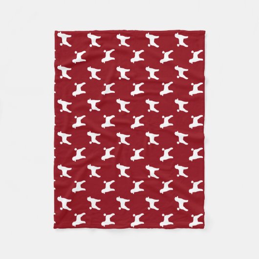 Speelgoed Poodle Dog Silhouettes Pattern Red en Wh Fleece Deken (Voorkant)