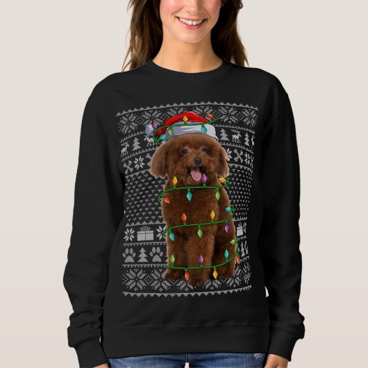 Speelgoed Poodle Hondenliefhebber Santa Hat Ugly S Trui (Voorkant)