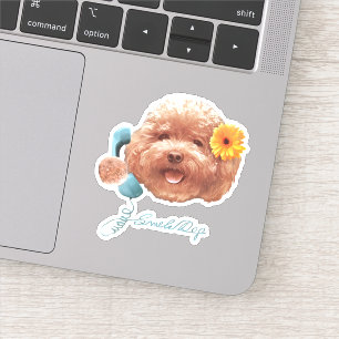 Speelgoed Poodle met bloem en telefoon illustratie Sticker