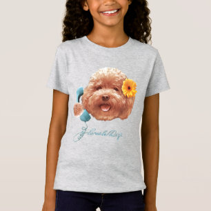 Speelgoed Poodle met bloem en telefoon illustratie T-shirt