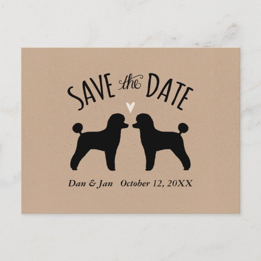 Speelgoed Poodle Silhouetten Bruiloft Save the Dat Aankondigingskaart (Voorkant)