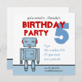 Speelgoed Robot Birthday Uitnodiging (Voorkant / Achterkant)