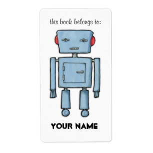 Speelgoed Robot Bookplate Label