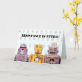 Speelgoed Robot Custom Birthday Kaart (Gele Bloem)