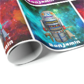 Speelgoed Robot kleurrijke Sci Fi Galaxy aangepast Cadeaupapier (Rol Hoek)