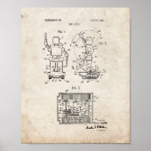 Speelgoed Robot Patent - Oude look Poster (Voorkant)
