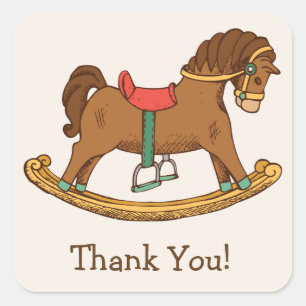  Speelgoed Rocking Horse Retro Bedankt Vierkante Sticker