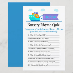 Speelgoed Ship Nursery Rhyme Quiz baby shower game