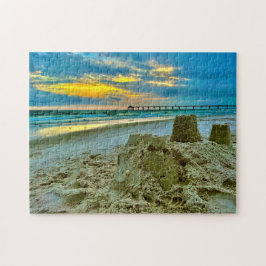 speelgoed, spellen, zandkasten op de strand legpuzzel