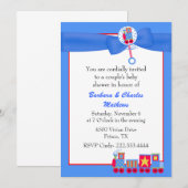 Speelgoed Train Baby Boy Couple's Douche Uitnodigi Kaart (Voorkant / Achterkant)