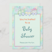 Speelgoed Train Baby shower uitnodiging (Voorkant / Achterkant)