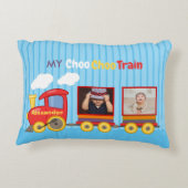 Speelgoed Train Peuter Jongen Verjaardag Blauw Accent Kussen (Achterkant)