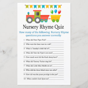 Speelgoed trein Nursery Rhyme Quiz baby shower gam