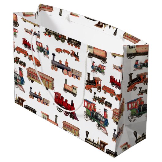 Speelgoed Treinkleurig treinpatroon Groot Cadeauzakje (Achterkant Gekanteld)